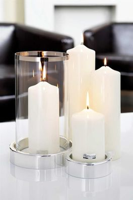 Fink CANDLE, gelackte Stumpenkerze, Paraffin, weiß, L. 8 cm, B. 8 cm, H. 25 cm,