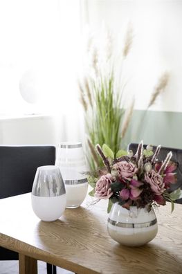 Fink LAPAZ, Vase, Glas, grau, weiß, L. 18 cm, B. 18 cm, H. 26 cm, D. 18 cm Höhe: