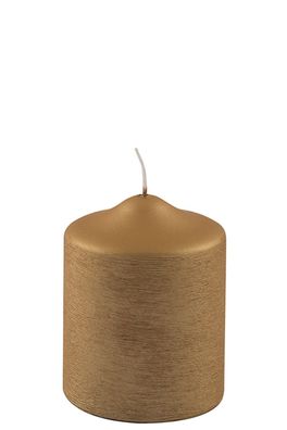 Fink CANDLE, gebürstet metallic Stumpenkerze, Paraffin, goldfarben, L. 8 cm, B. 8