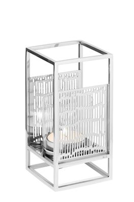 Fink NICOSA, Windlicht mit Glas, Glas, silberfarben, L. 10 cm, B. 10 cm, H. 17 cm