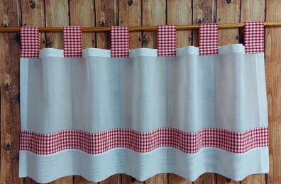 Scheibengardine mit Schlaufen Vichy Karo - versch. Höhen/Breiten - rot/weiss