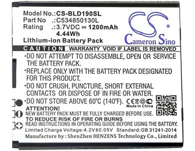 Ersatzakku - CS-BLD190SL - BLU C534850130L / D190 - 3,7 Volt 1200mAh Li-Ion