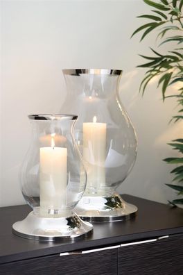 Fink BIG, Windlicht, Platinumauflage, silberfarben, L. 19 cm, B. 19 cm, H. 30 cm,
