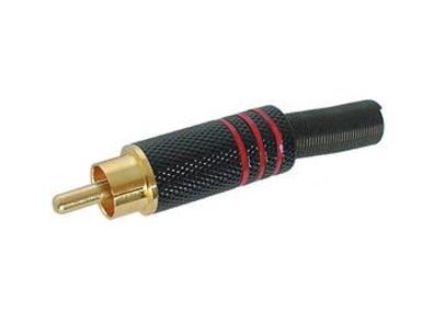 Velleman - CA052R - Cinch-Stecker - Vergoldete Spitze - Schwarzes Metallgehäuse - Rot