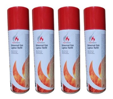 4 x Feuerzeug Butan Gas Universal Feuerzeuggas Nachfüllgas Feuer Zeuge 5 Adapter