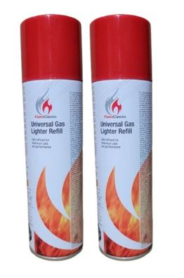 2 x Feuerzeug Butan Gas Universal Feuerzeuggas Nachfüllgas Feuer Zeuge 5 Adapter