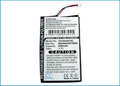 Ersatzakku - CS-DA007SL - Creative Zen Neeon / BA20603R79906 - 3,7 Volt 850mAh Li-Ion