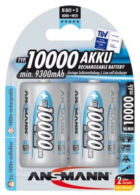 Ansmann - Mono D - 1,2 Volt 10000mAh Ni-MH - 2er Blister
