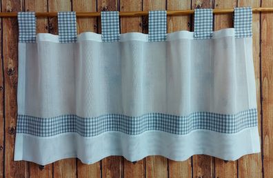 Scheibengardine mit Schlaufen Vichy Karo - versch. Höhen/Breiten - grau/weiss