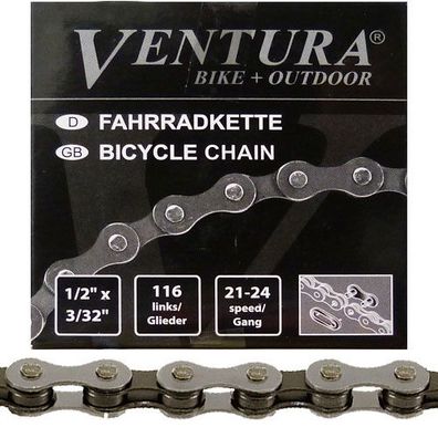 Kette Ventura 1/2 x 3/32 7/8fach, 116 Glieder, grau/braun, Messingschlager, 302175