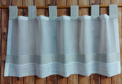 Scheibengardine mit Schlaufen Vichy Karo - versch. Höhen/Breiten - beige/weiss