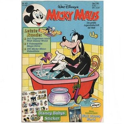 Micky Maus Comics Heft Nr.40 von 1991 Walt Disney 72 Seiten mit Beilagen
