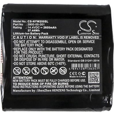 Ersatzakku - CS-NYW200SL - Noyes 3900-05-001 / W2003M - 14,4 Volt 2600mAh Li-Ion