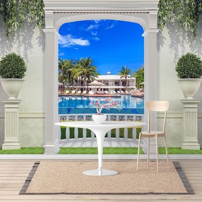 Vlies Fototapete Wandtapete Wandbilder 3d Garten Terrasse Seaview Resort 1332