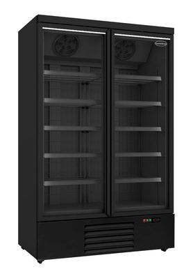 Gastronomie Combisteel Tiefkühlschrank 2 Glastüren Schwarz Jde-1000F Bl