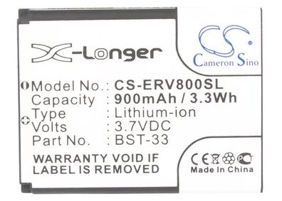 Ersatzakku - CS-ERV800SL - Sony Ericsson BST-33 / C702 / Z800 - 3,7 Volt 900mAh