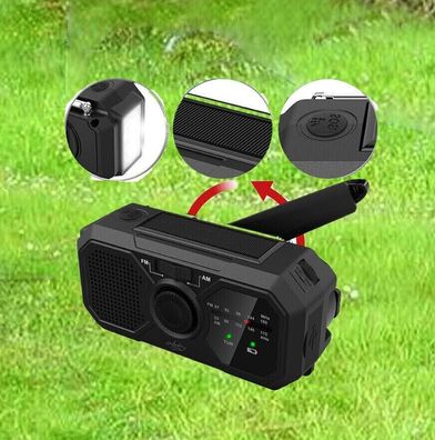 NEU Solar Notfall Akku Radio mit Kurbel Lampe für Prepper Stromausfall Blackout