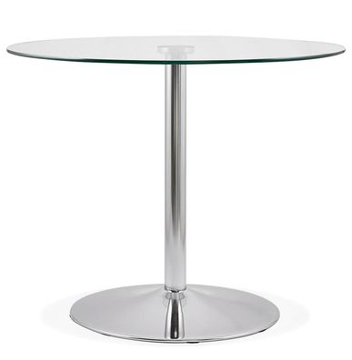 Esstisch – Rund Glas Chromfuß Ø90cm bis 100kg belastbar