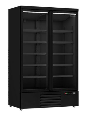 Gastronomie Kühlschrank 2 Glastüren Schwarz Jde-1000R Bl