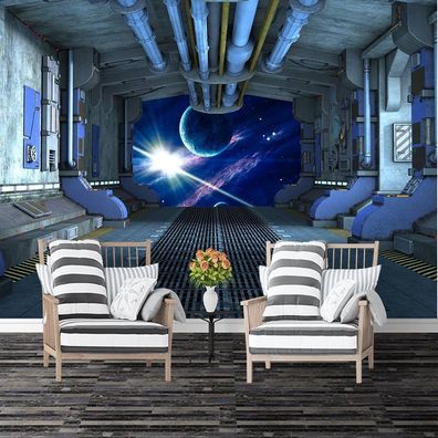 Vlies Fototapete Wandtapete Wandbilder Wandtapeten 3D Raumschiff Kapsel 1349