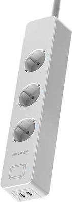 Blitzwolf Intelligente Steckdosenleiste mit 3 Steckdosen und zusätzlich mit 2 USB-Ans