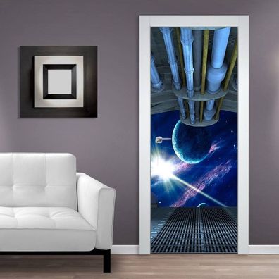 Türtapeten Selbstklebende Wandbild Tür Poster 3D Raumschiff Kapsel 1349