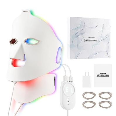 LED-Gesichtsmaske, weiches Silikon, Lichttherapie für Gesicht und Hals, LED-Gesichtsm