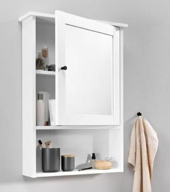 Stockholm Hängeschrank mit Spiegel, weiß mit viel Platz für Ihr Bad