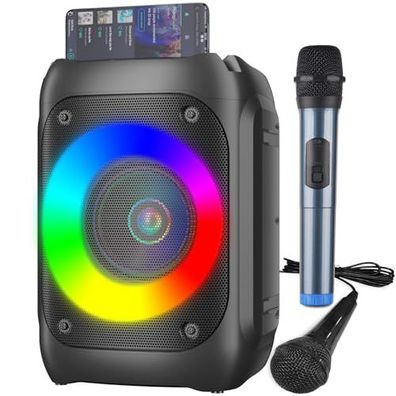 Ankuka Karaoke-Maschine, Karaoke-System mit 2 Mikrofonen, Mikrofon mit Lautsprecher,