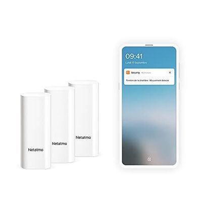 Netatmo Intelligente Tür- und Fenstermelder, filterlos, Monoblock, 3er-Pack, Vibratio