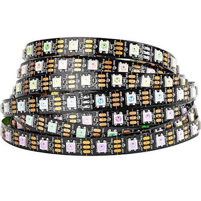 BTF-LIGHTING WS2812B LED Streifen, 5M Länge, 60 LEDs/Pixel/m, 300 LEDs, Schwarzer RGB