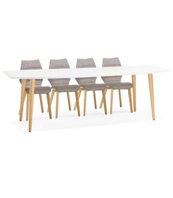 Esstisch ausziehbar aus Buchenholz und MDF, nordischer Stil