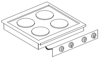Einbau-Elektroherd 4 Platten – 8,2 kW, Kochzonen 220 & 180 mm