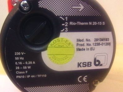 KSB Rio - Therm N 20 -15 S Zirkulationspumpe Rotguss 1x230V KOST - EX P13/941