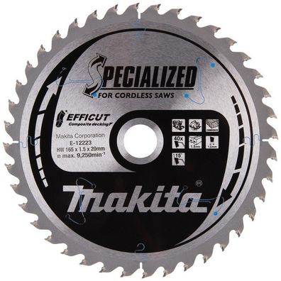 Makita Sägeblatt Säge Sägen WPC Holz 165x1,5x20 Z40 Efficut E-12223