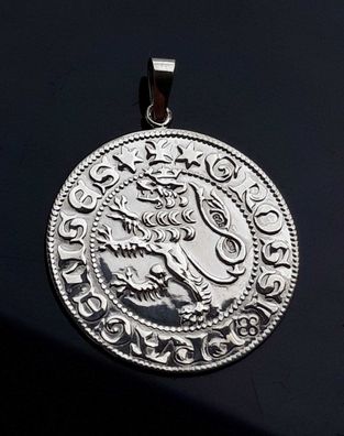 Anhänger Slberner Prager groschen Karl IV. 925/1000 31 mm Neuprägung