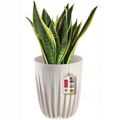KADAX Blumentopf aus Kunststoff mit Naturmaterialien, 30 cm, Weiß