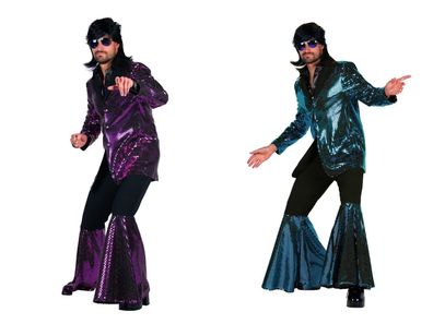 Disco Anzug Herren Pailletten Glitzer Schlager 70er Party Motto Show Karneval