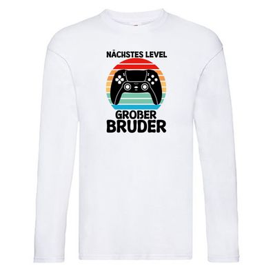 Nächstes level | Großer Bruder | Game | Zocken v2 Long Sleeve Weiß