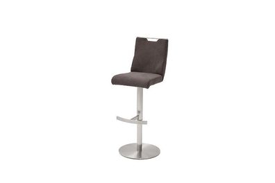 Barhocker Tresenhocker GIULIA Barstuhl mit Griffloch Feingewebe braun Edelstahl