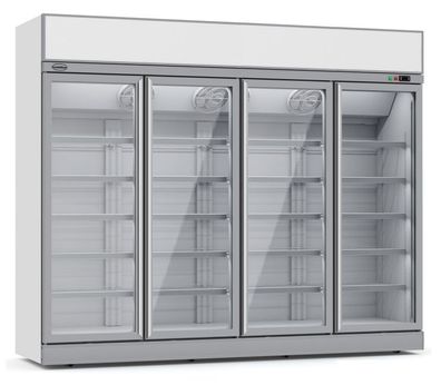 Gastronomie Combisteel Kühlschrank mit 4 Glastüren und 2060 Liter weiß mit 20 Roste