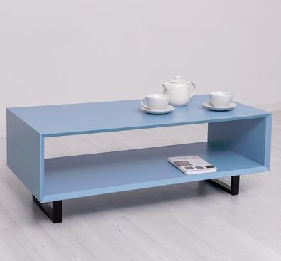skandi-Wohnzimmertisch mit Metallfüßen himmelblau