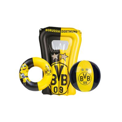 Happy People - BVB 3er Strandset - Wasserball, Schwimmring & Luftmatratze baden