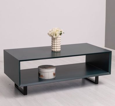 Skandi-Tisch fürs Wohnzimmer mit Metallfüßen in Ozeanblau