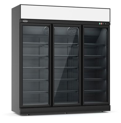 Gastronomie Tiefkühlschrank 3 Glastüren Schwarz Ins-1530F Bl