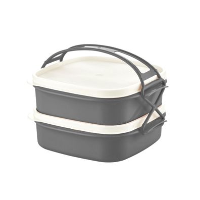 Herzberg 2 lagige Tetra Lunchbox Größe ca. 21,5 cm x 19,5 cm x 15,3 cm