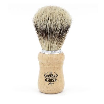 Omega Rasierpinsel B6228 Badger Plus Dachshaar mit Holzgriff
