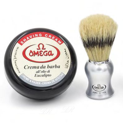 Omega Rasierset 81229 Rasierpinsel Borste + Rasiercreme