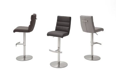 Barhocker Tresenhocker GIULIA B Barstuhl mit Griff Leder anthrazit Edelstahl