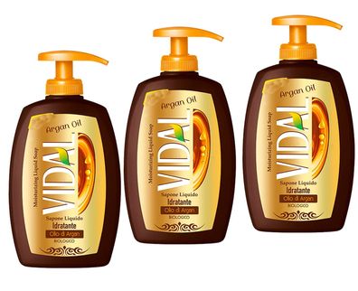VIDAL Flüssigseife Bio Arganöl 3x 500 ml - Spender